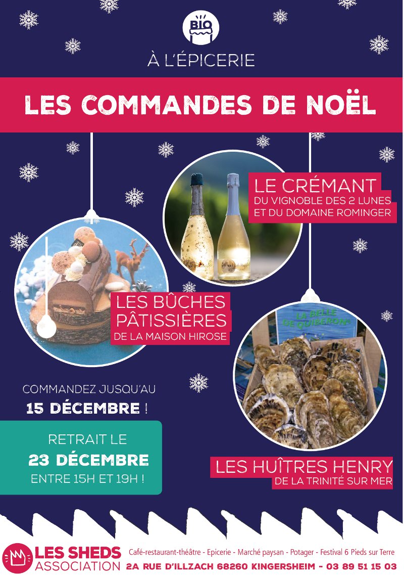 Affiche Les commandes de Noël : huîtres, crémants et bûches !