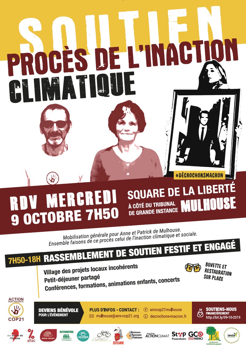 Affiche Procès de l'inaction climatique : soutien à Anne et Patrick !
